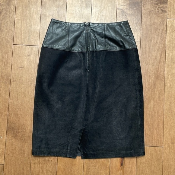 Vintage Charles Klein Black Leather suede 1980's Pencil Skirt size 4 - Picture 6 of 12